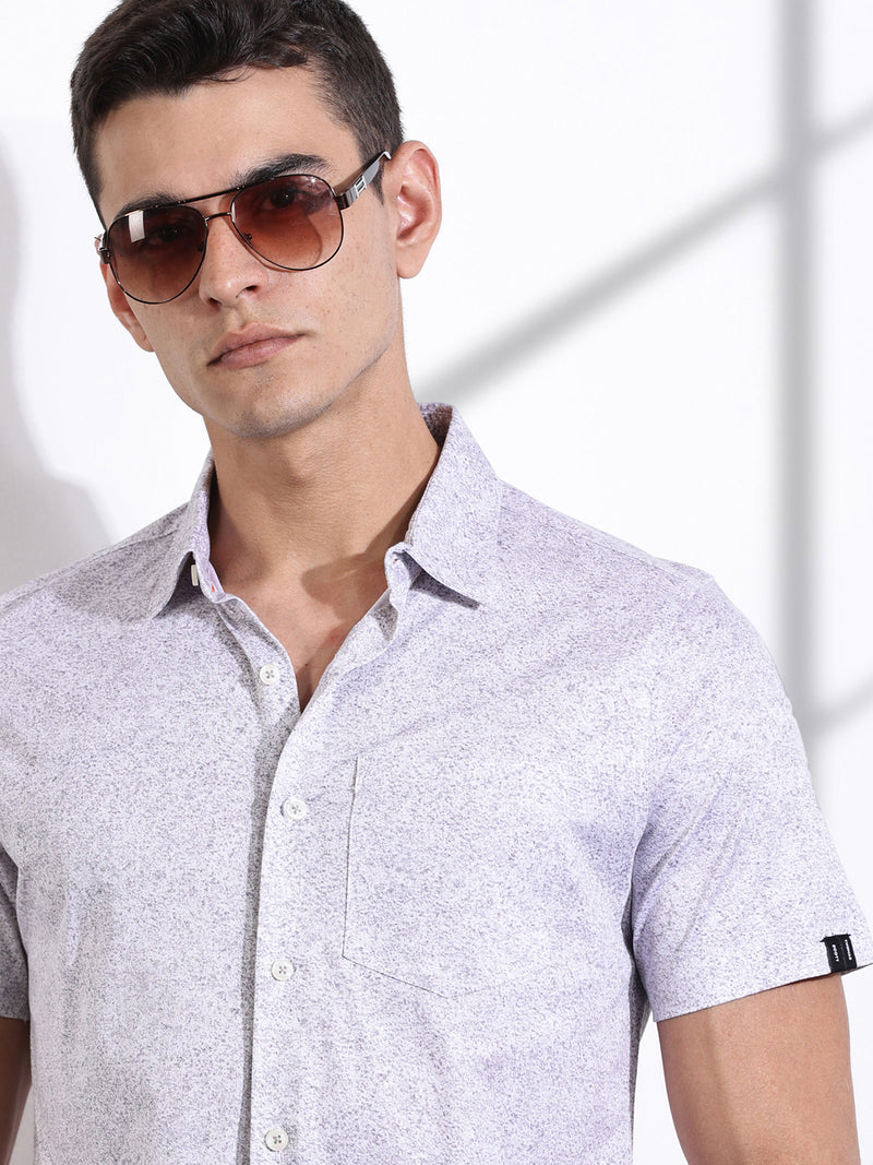 Thomas Scott Men Grey Slim Fit Abstract Printed Casual Shirt