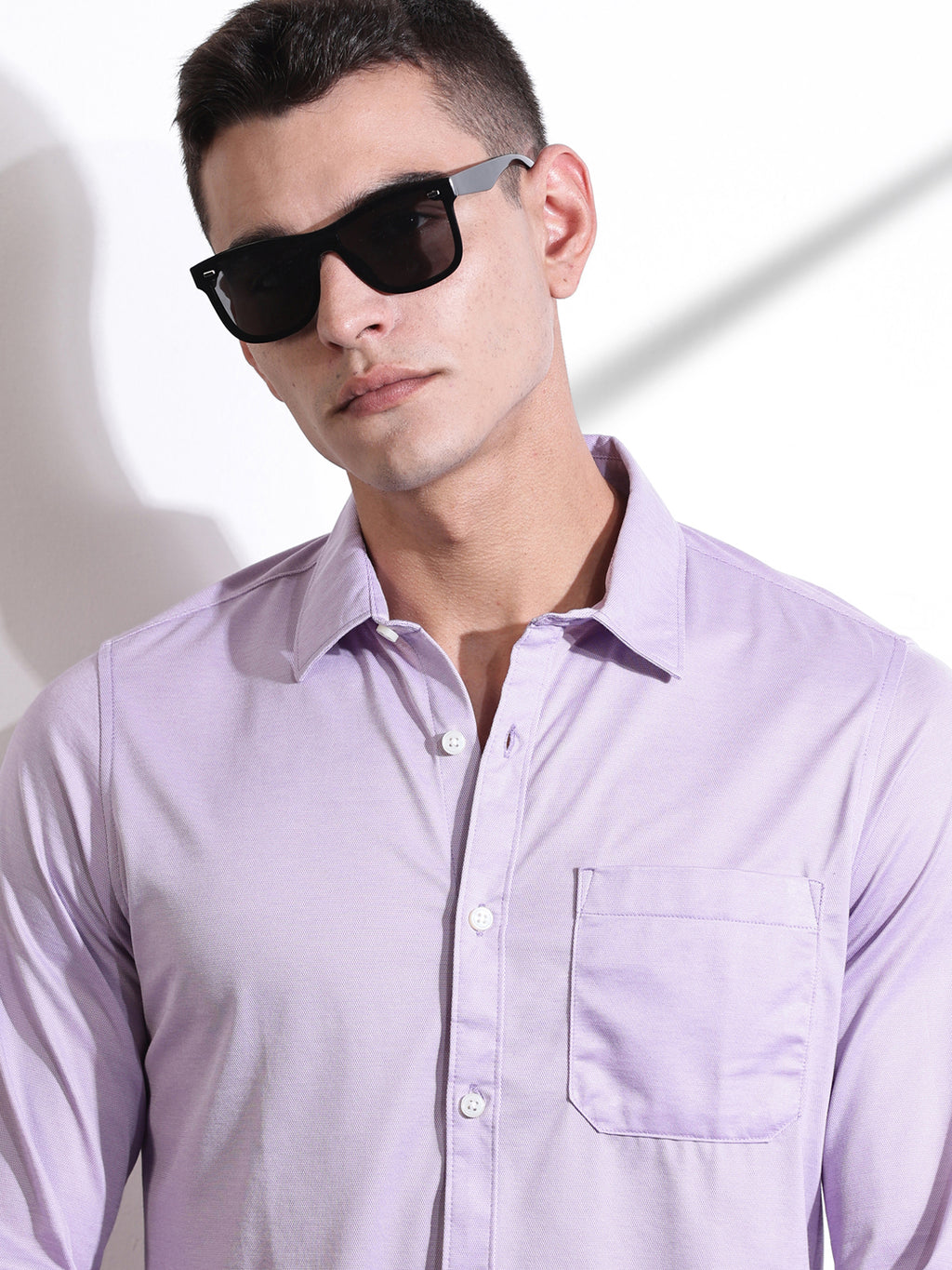 Purple Slim Fit Solid Casual Shirt
