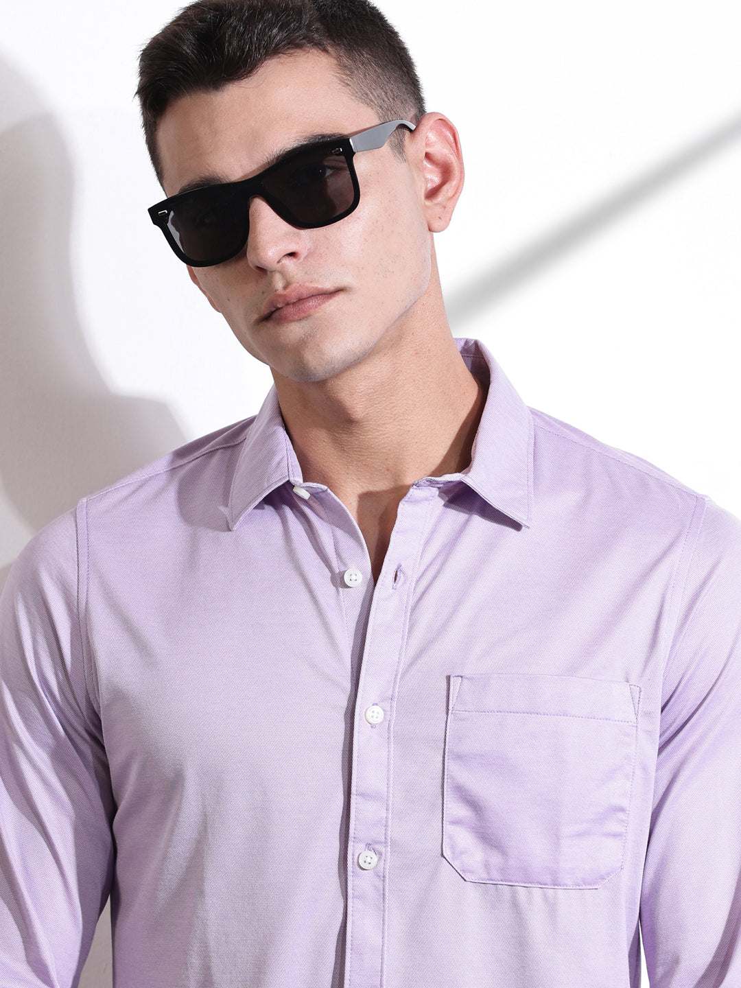 Purple Slim Fit Solid Casual Shirt