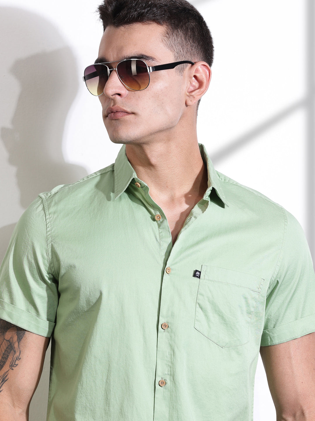 Thomas Scott Men Pista Slim Fit Solid Cotton Casual Shirt