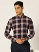 Thomas Scott Men Navyblue Slim Fit Windowpane Checked Cotton Formal Shirt