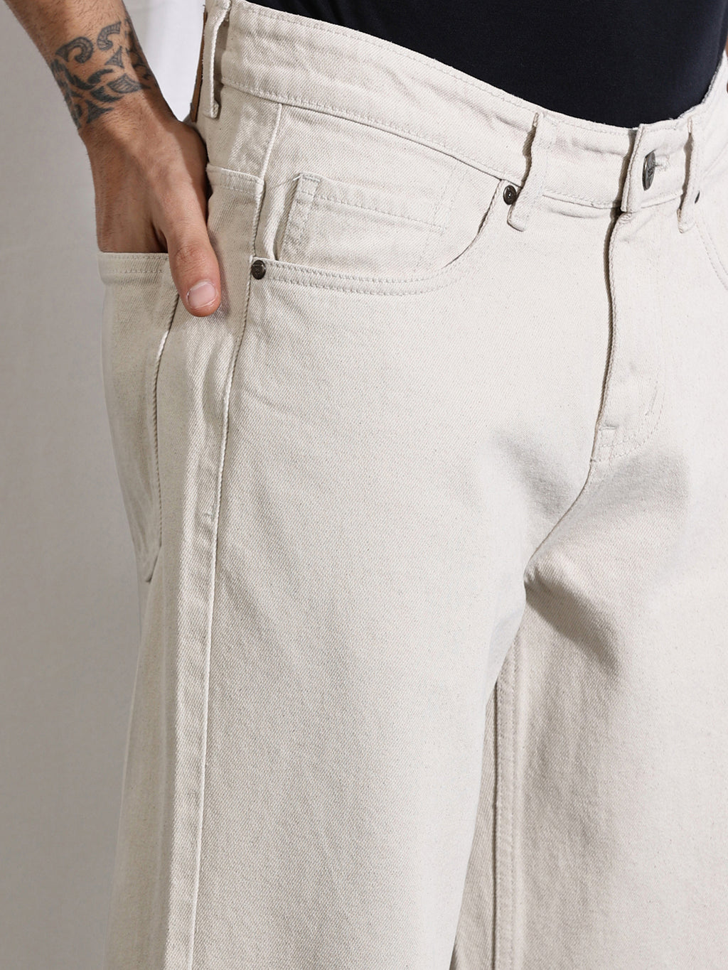 Thomas Scott Men Beige Mid-Rise Non Stretchable Baggy Jeans