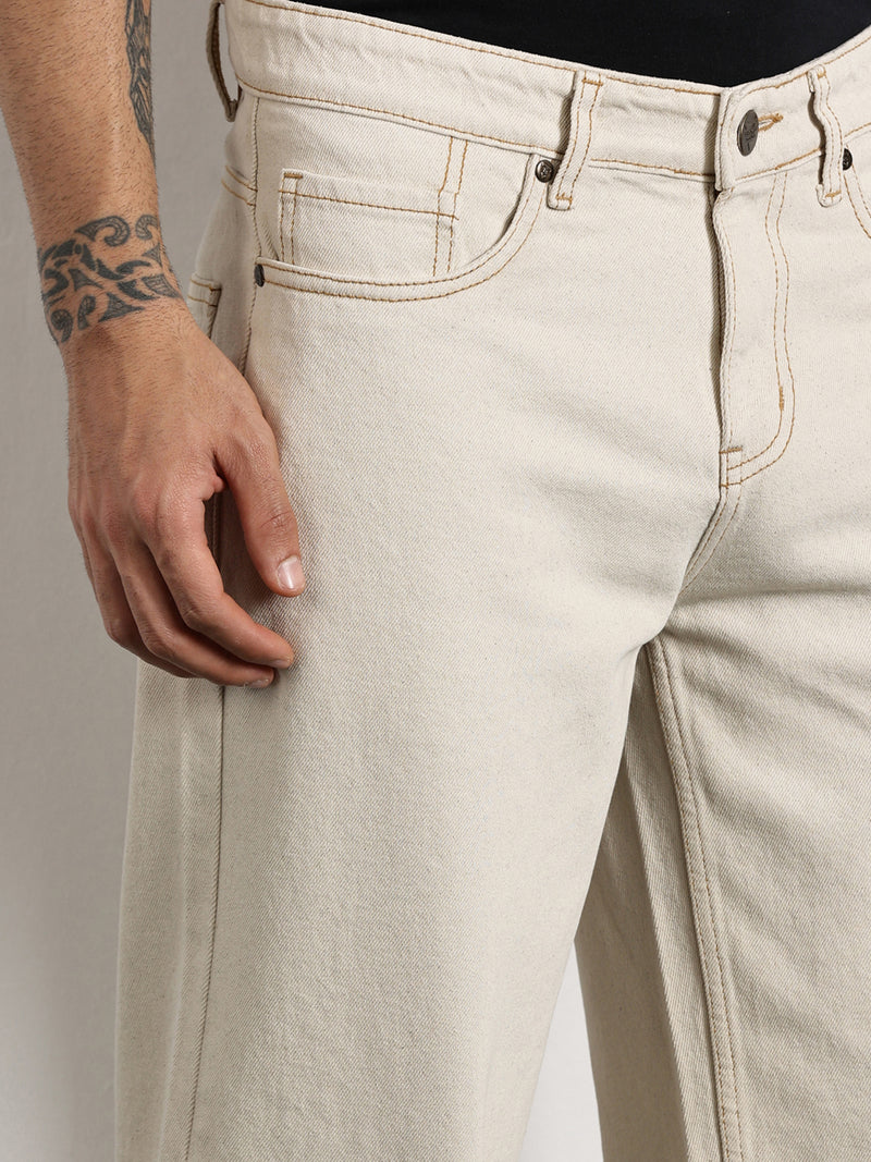 Thomas Scott Men Beige Mid-Rise Non Stretchable Baggy Jeans