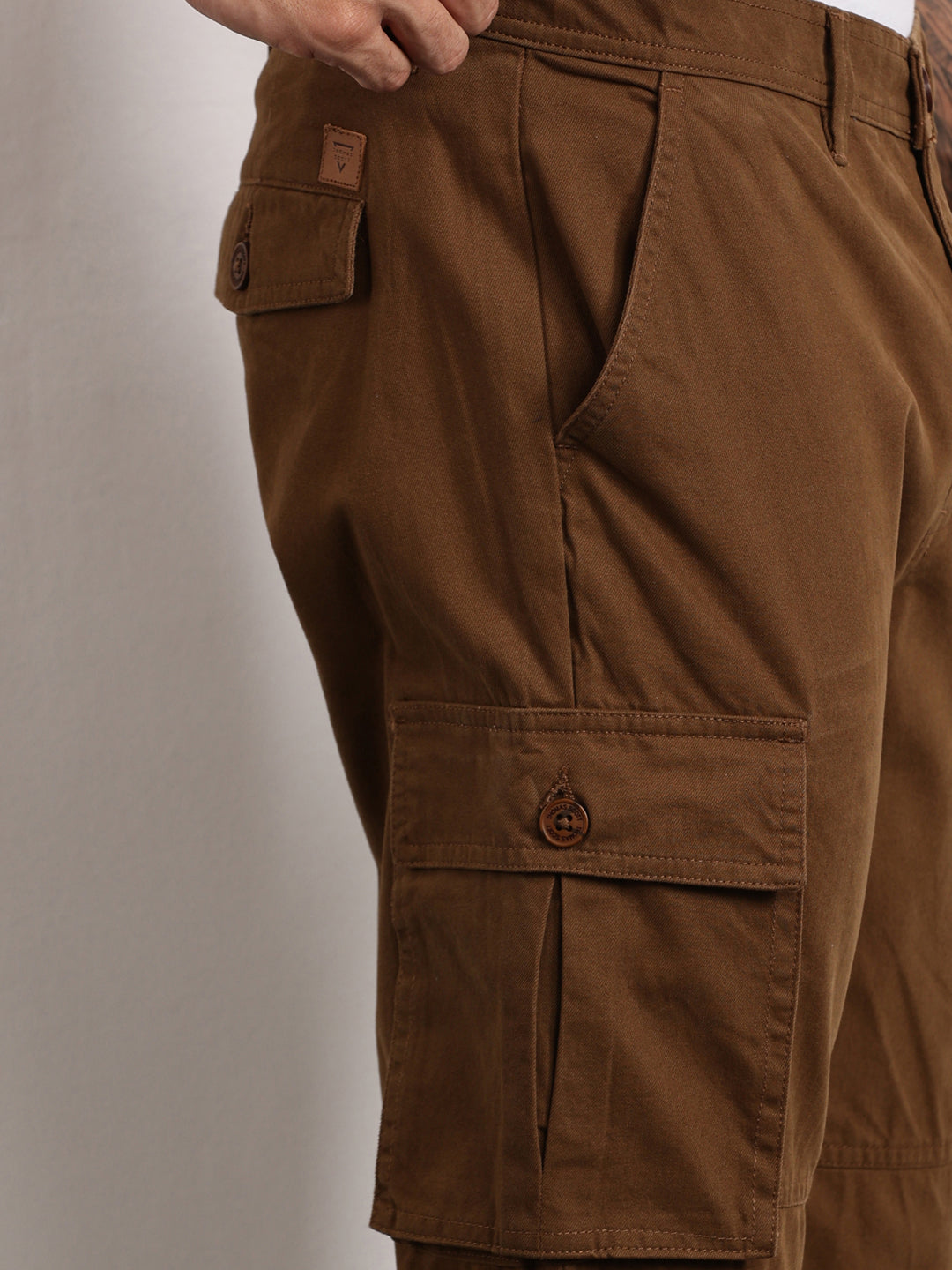 Thomas Scott Men Brown Mid-Rise Slim Fit Woven Cargo Trousers