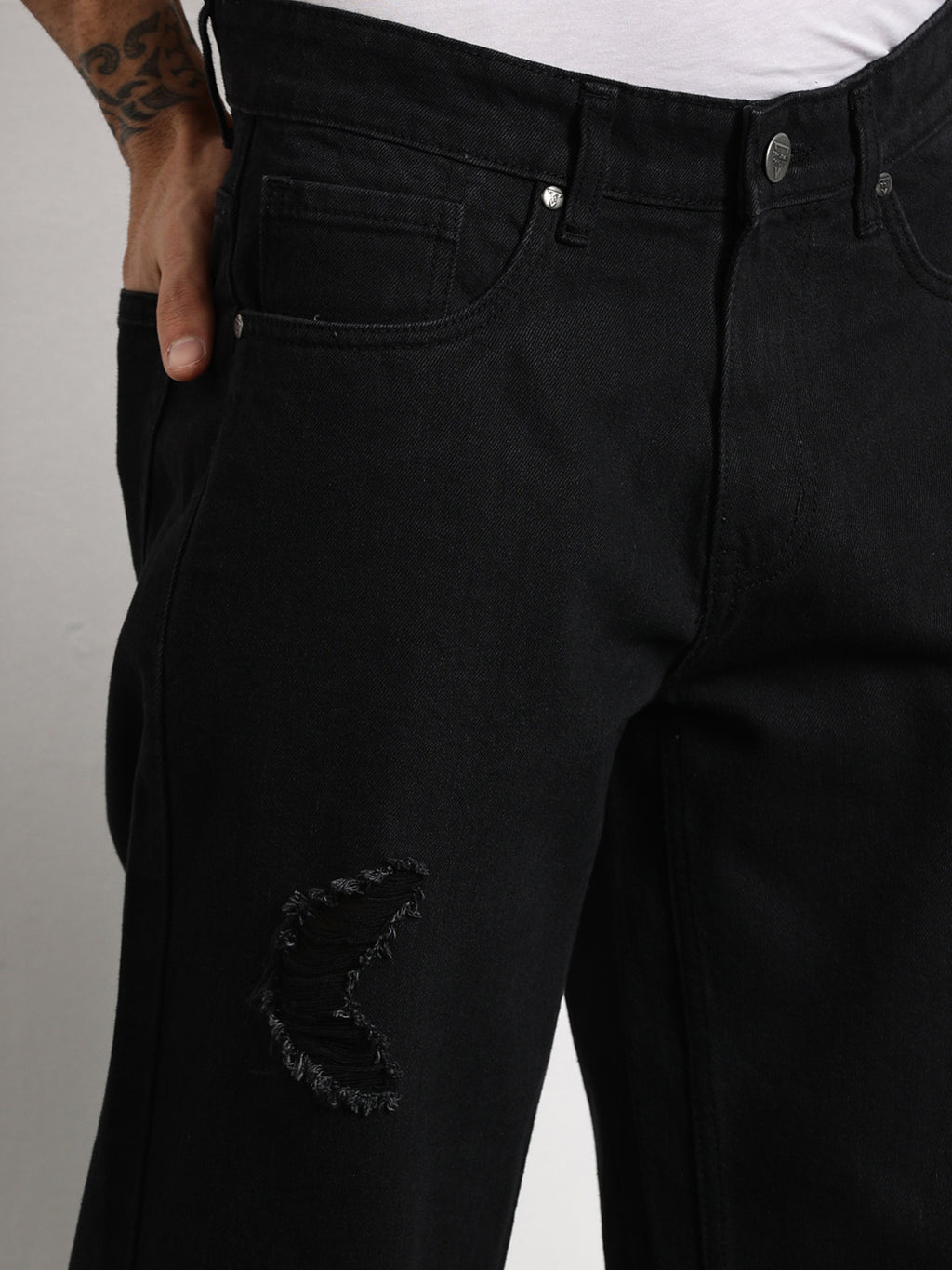 Thomas Scott Men Black Mid-Rise Baggy Fit Cotton Non Stretchable Jeans