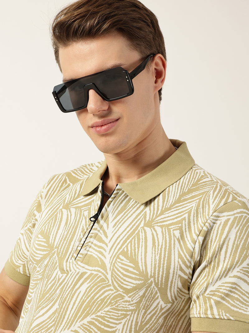 Thomas Scott Men Pista Floral Printed Polo Collar Pockets T-shirt