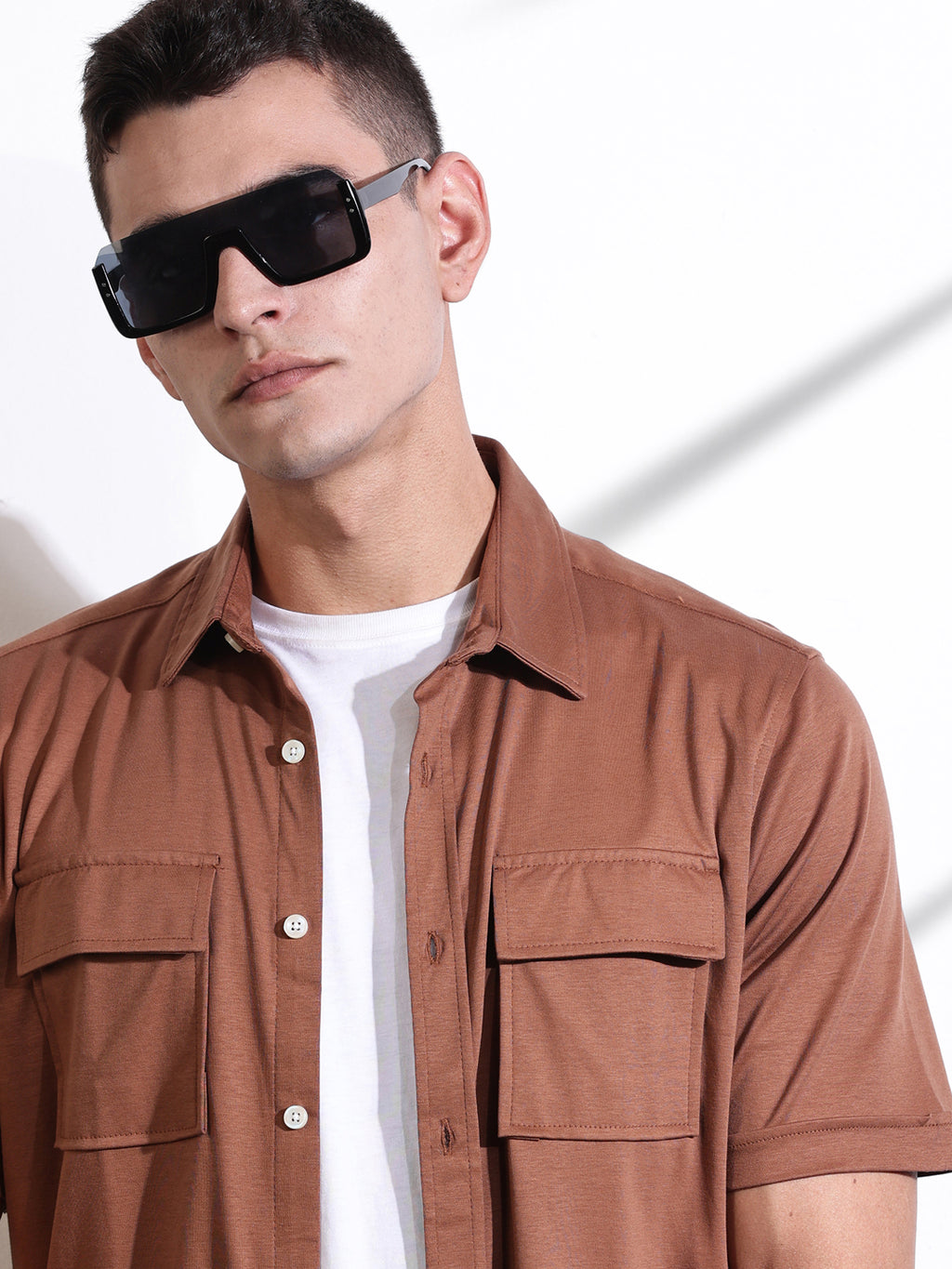 Thomas Scott Men Brown Slim Fit Solid Casual Shirt