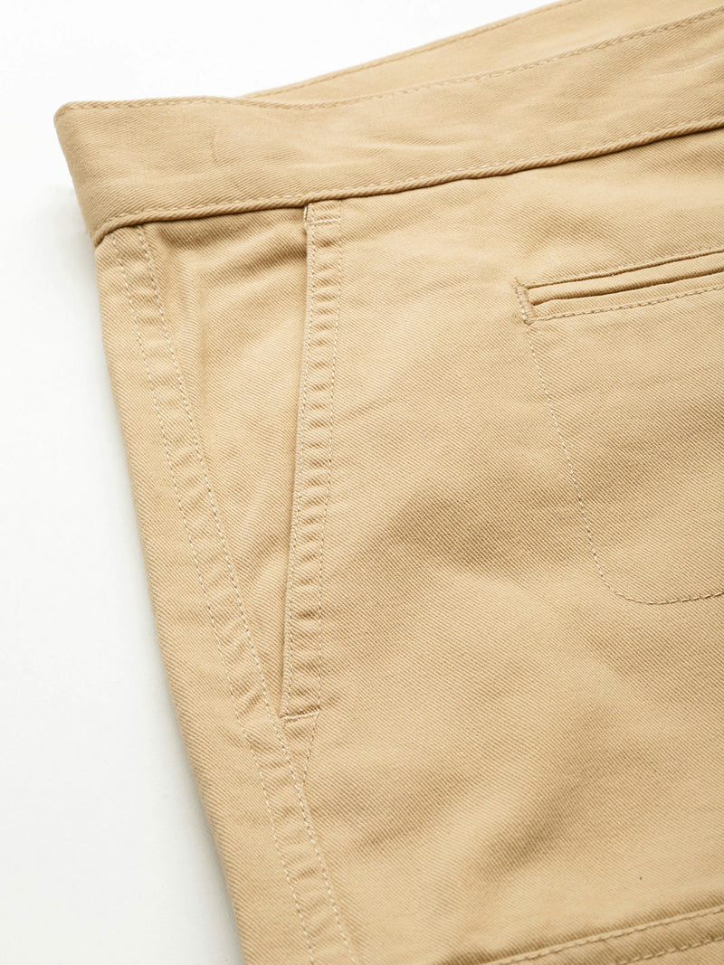 Thomas Scott Men Beige Plus Size Regular fit Mid-rise Cotton Woven Cargo Trouser