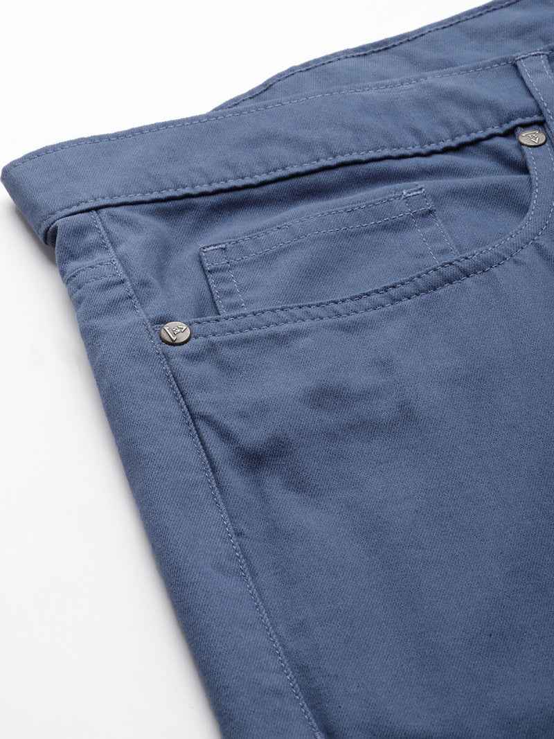 Thomas Scott Men Blue Plus Size Regular fit Mid-rise Cotton Woven Chino Trouser