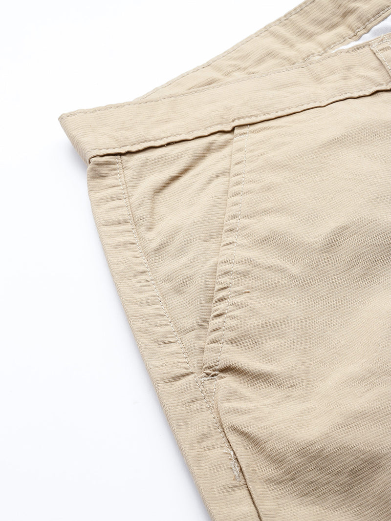 Thomas Scott Men Fawn Plus Size Regular Fit Mid-Rise Solid Woven Trousers