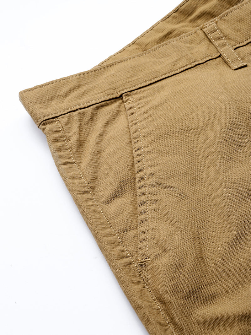Thomas Scott Men Khaki Plus Size Regular Fit Mid-Rise Solid Woven Trousers