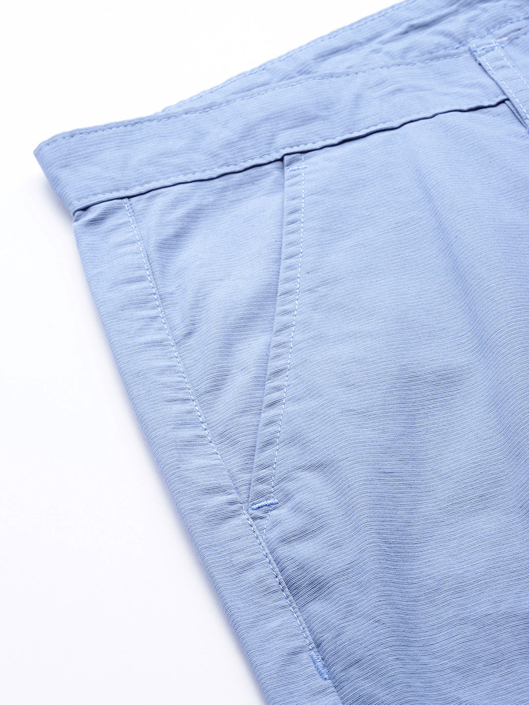 Thomas Scott Men MidBlue Plus Size Regular Fit Mid-Rise Solid Woven Trousers