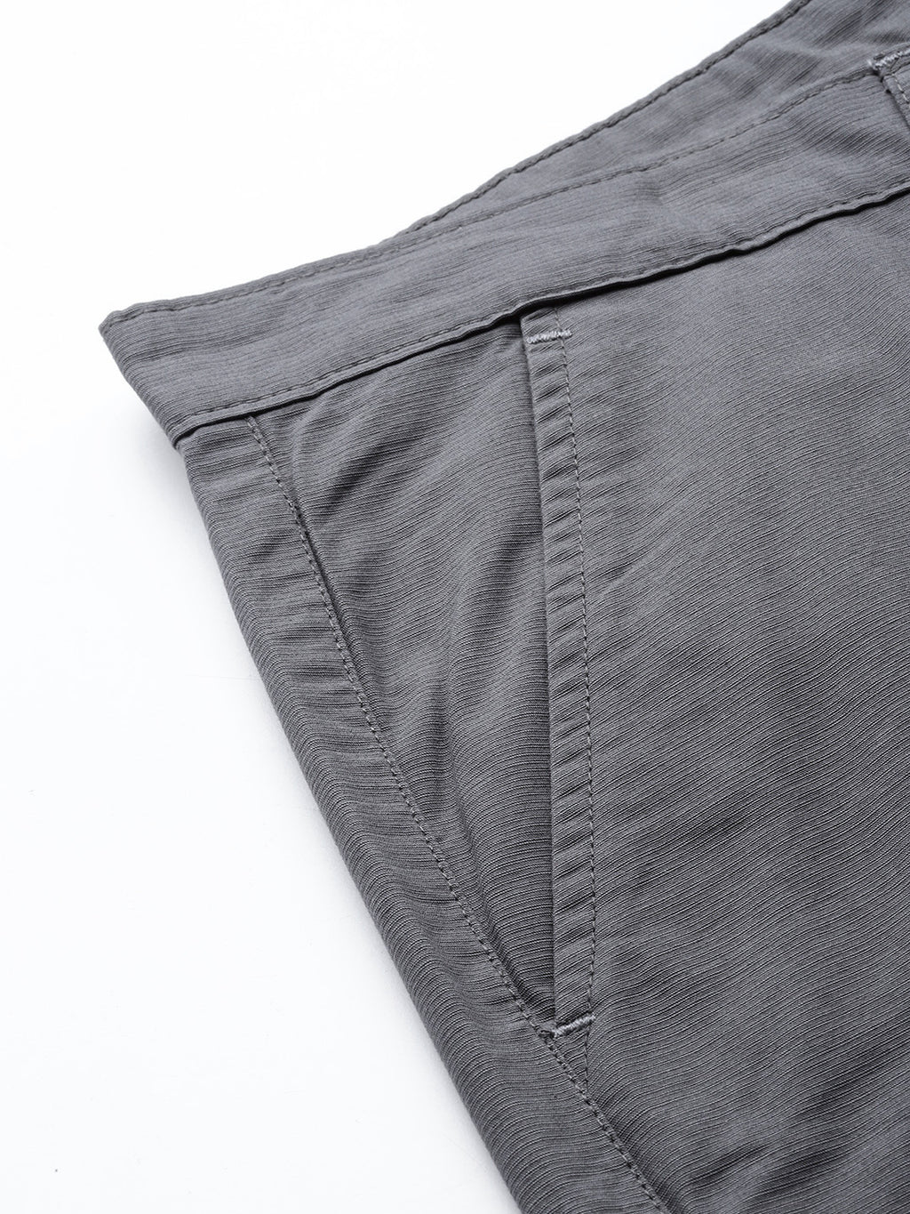 Thomas Scott Men SteelGrey Plus Size Regular Fit Mid-Rise Solid Woven Trousers