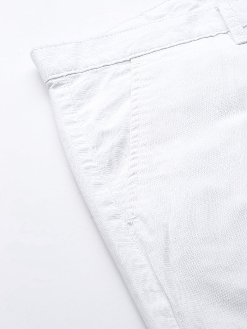 Thomas Scott Men White Plus Size Regular Fit Mid-Rise Solid Woven Trousers