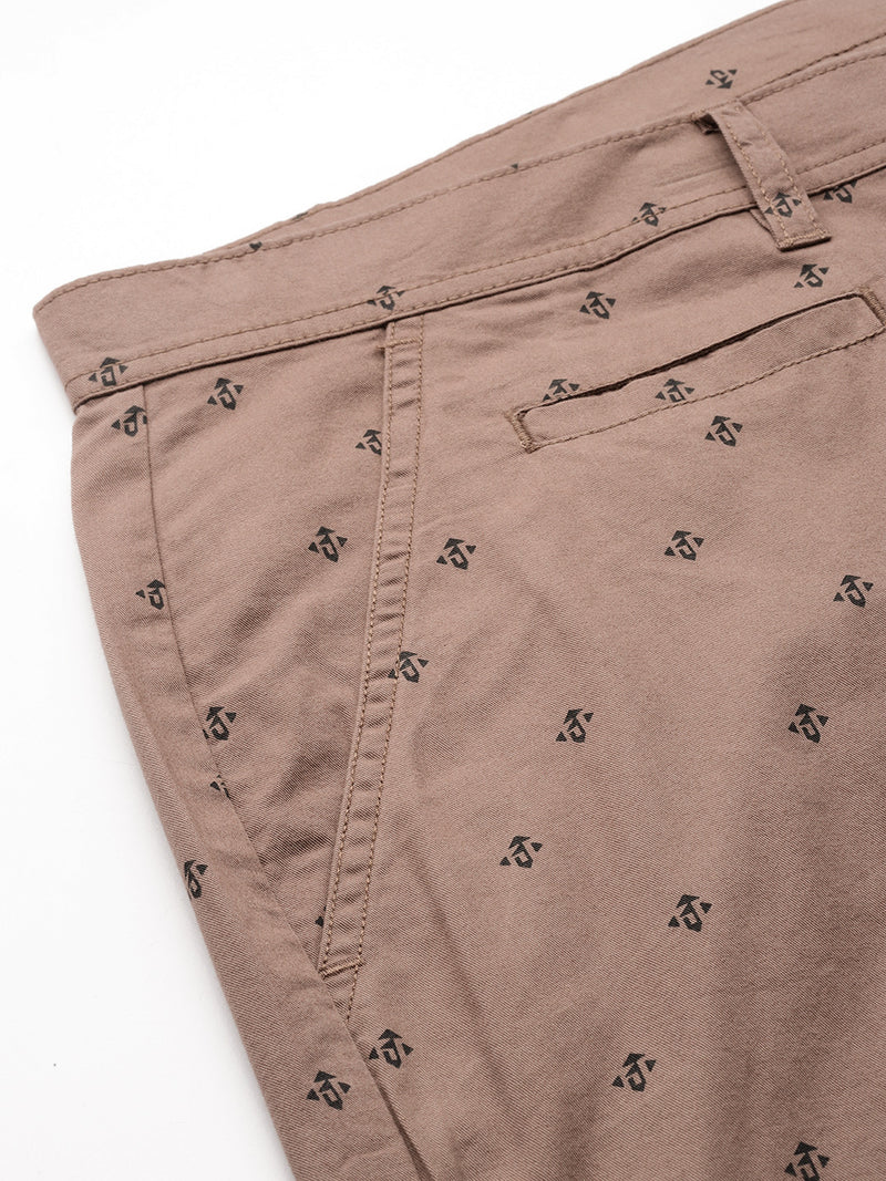 Thomas Scott Men Brown Plus Size Regular Fit Mid-Rise Mirco Ditsy Printed Woven Outdoor Shorts
