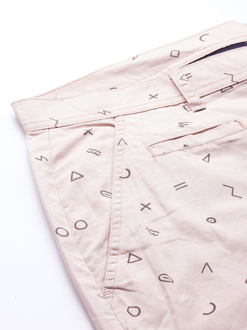 Thomas Scott Men Beige Plus Size Regular Fit Mid-Rise Geometric Print Woven Outdoor Shorts
