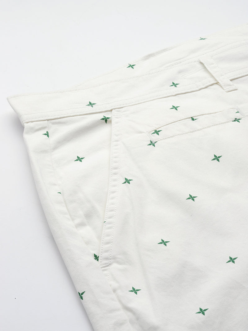 Thomas Scott Men Off White Plus Size Regular Fit Mid-Rise Micro Ditsy Printed Woven Outdoor Shorts