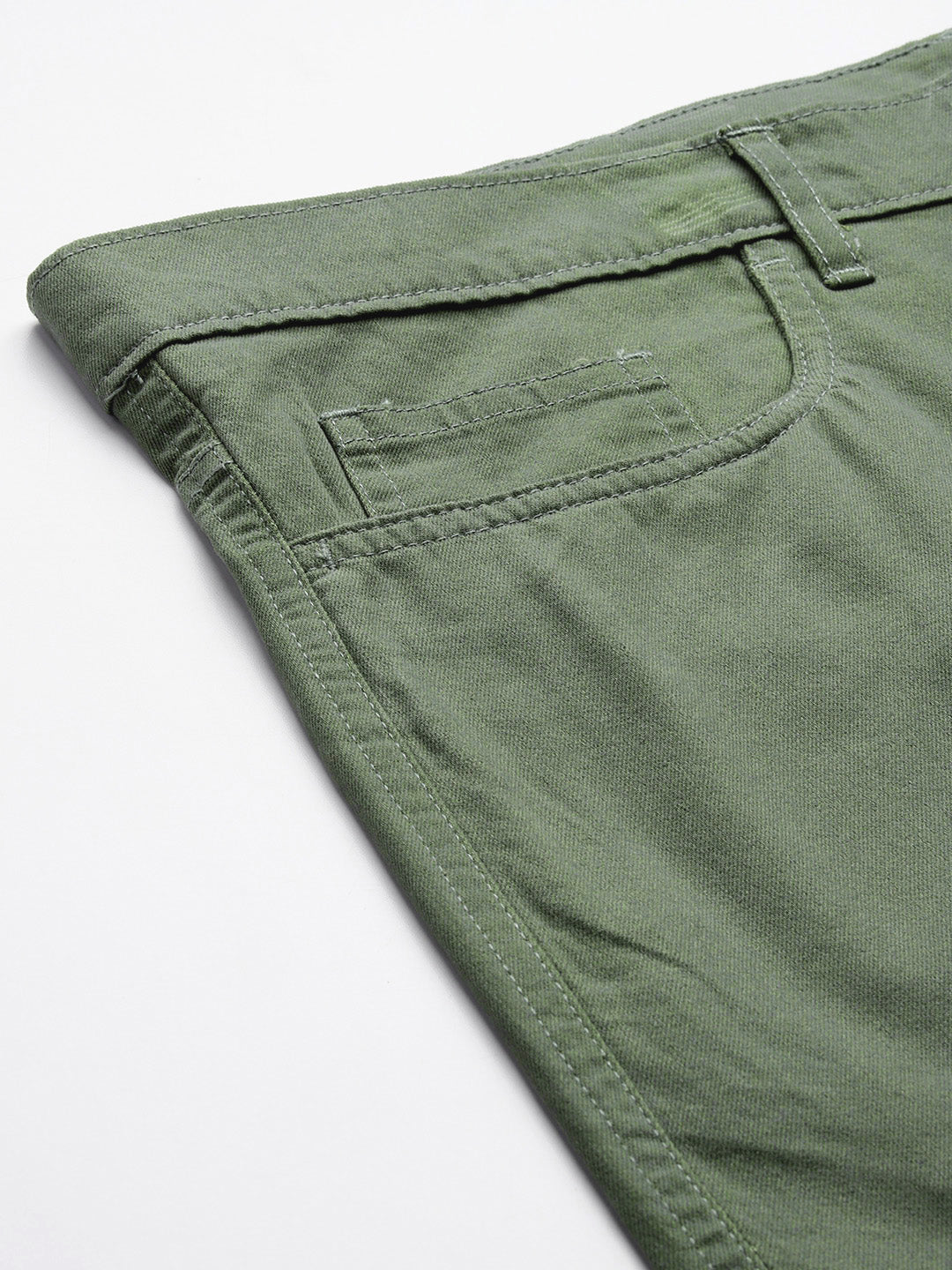 Thomas Scott Men Olive Plus Size Regular Fit Mid-Rise Cotton Woven Chinos Shorts