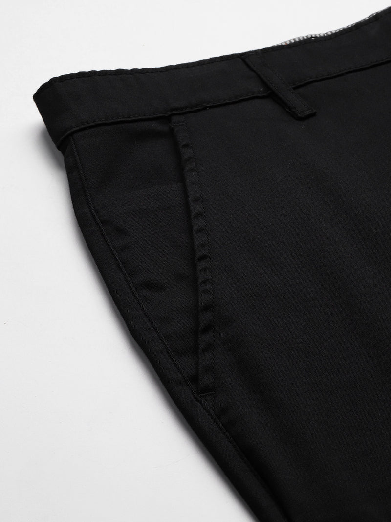 Thomas Scott Men Black Plus Size Mid-Rise Regular Fit Woven Chinos Trouser