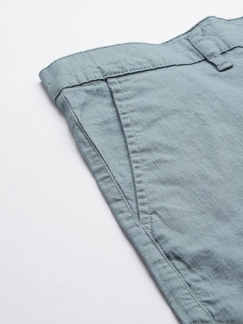Thomas Scott Men MidBlue Plus Size Mid-Rise Regular Fit Woven Chinos Shorts