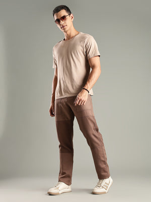 Thomas Scott Men Light Brown Mid-Rise Relaxed Fit Woven Trouser