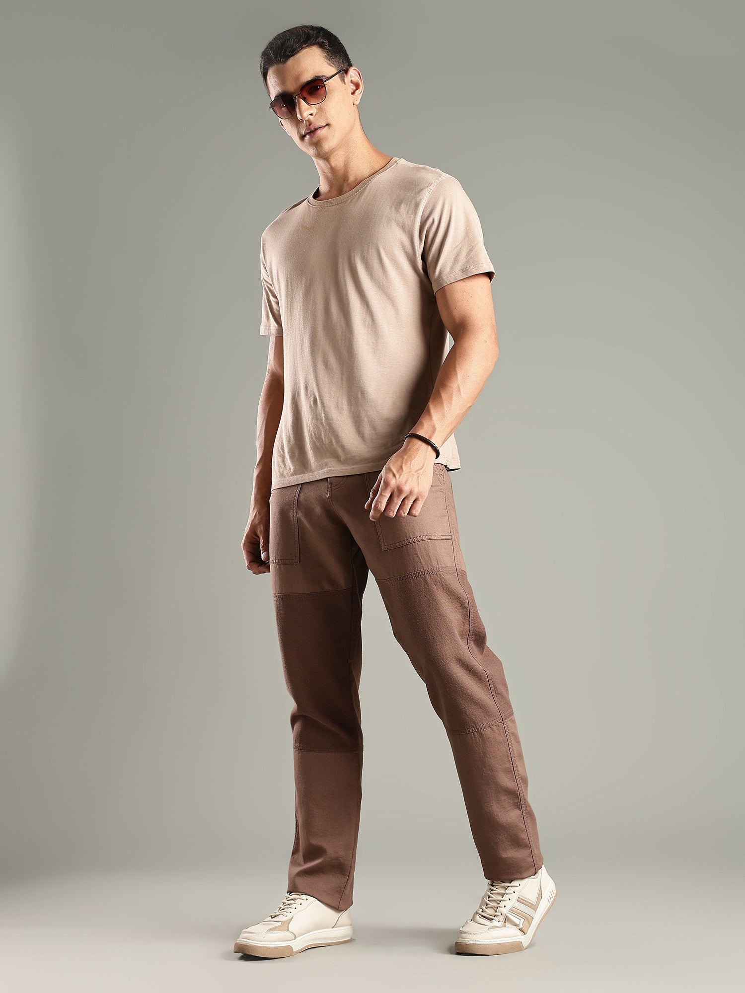 Thomas Scott Men Light Brown Mid-Rise Relaxed Fit Woven Trouser
