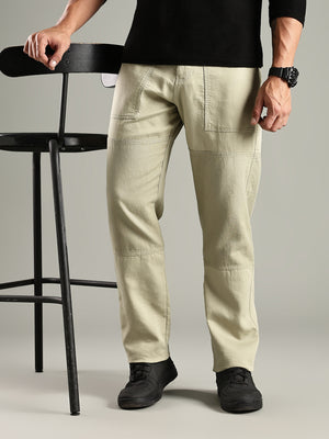 Thomas Scott Men Olive Mid-Rise Relaxed Fit Woven Trouser