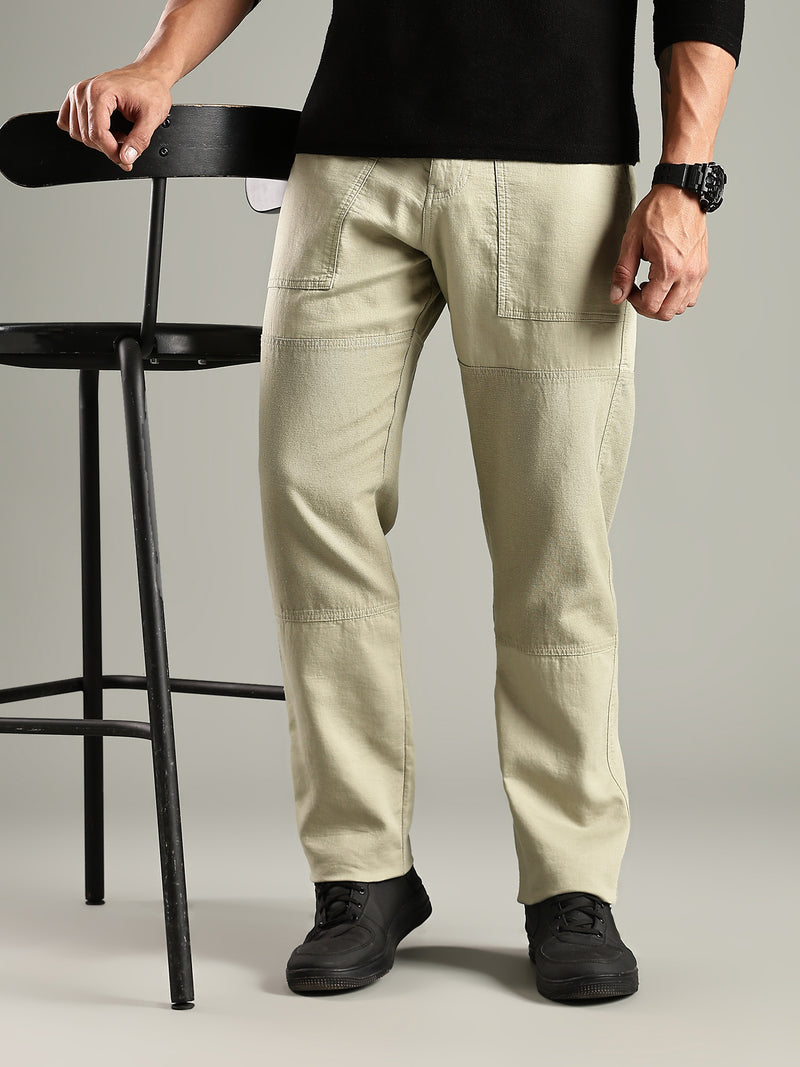 Thomas Scott Men Olive Mid-Rise Relaxed Fit Woven Trouser