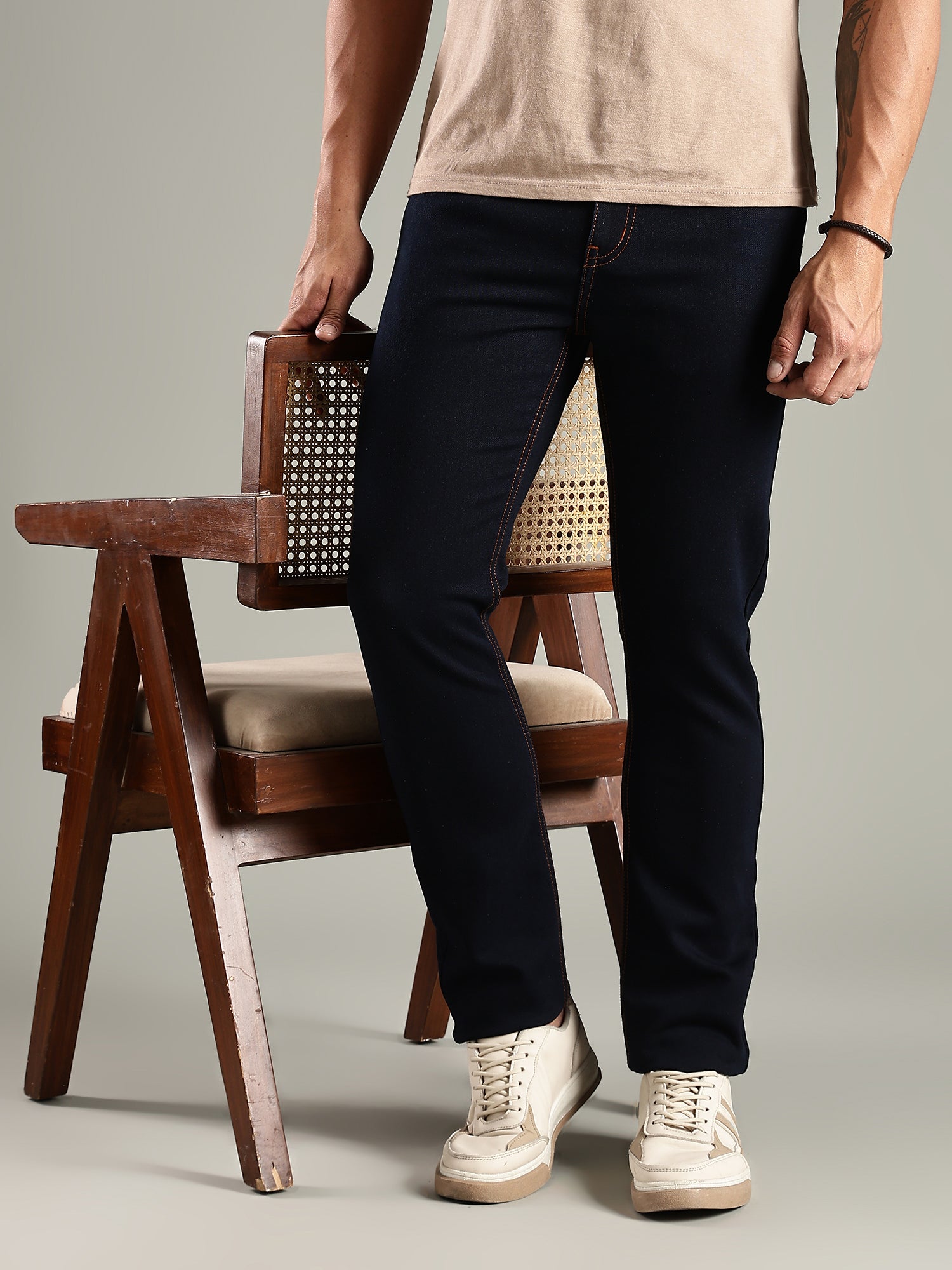Thomas Scott Men Indigo Mid-Rise Straight Fit Stretchable Jeans