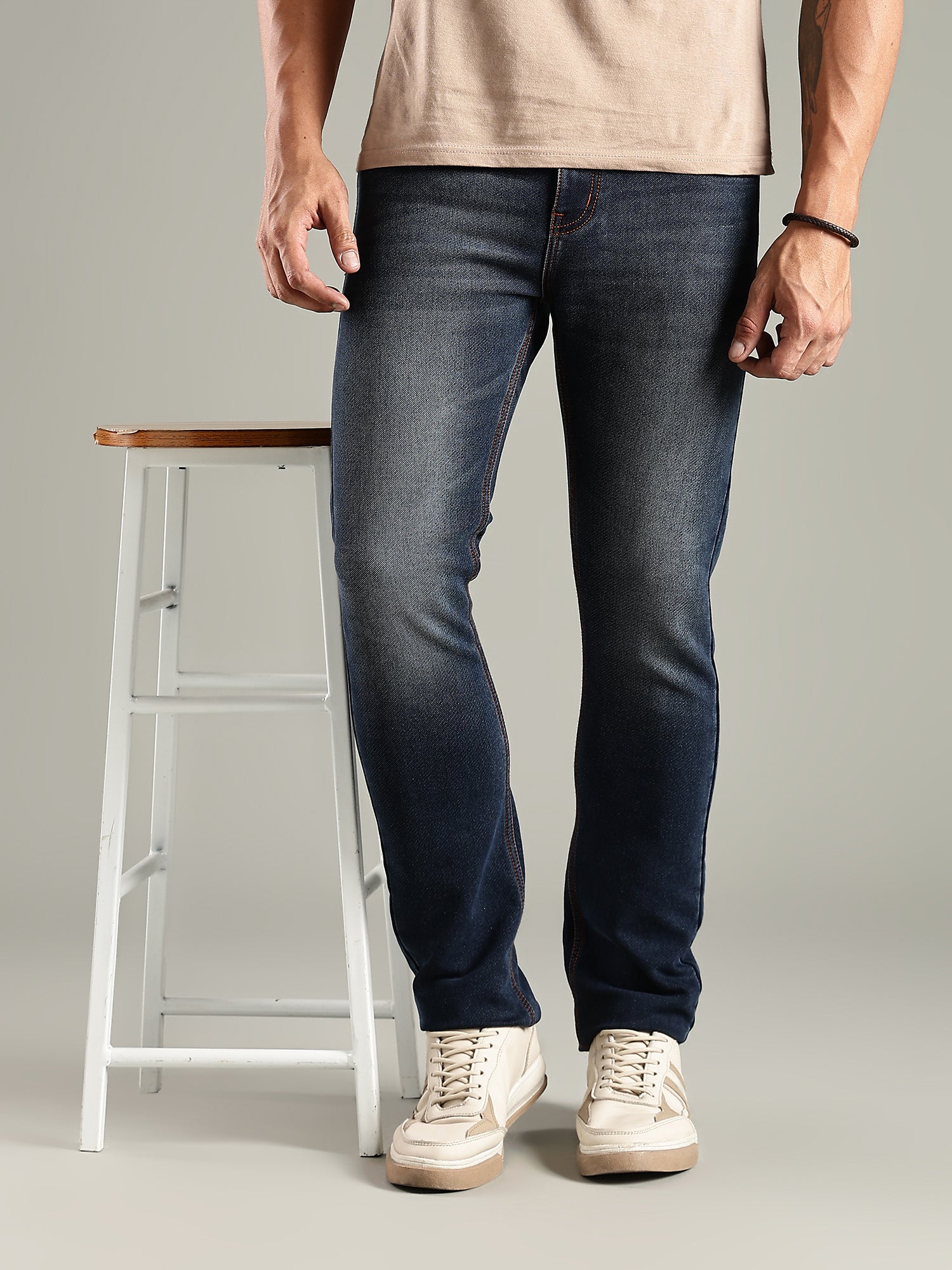 Thomas Scott Men Indigo Mid-Rise Straight Fit Stretchable Jeans