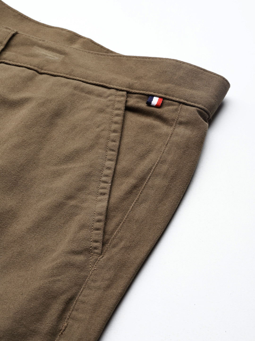 Thomas Scott Men Dark Khaki Plus Size Regular Fit Woven Chinos Trouser