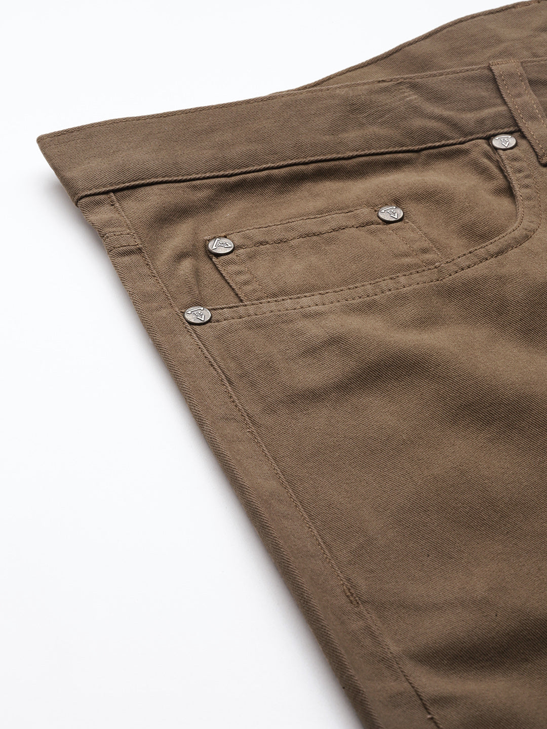Thomas Scott Men Dark Khaki Plus Size Regular Fit Woven Chinos Trouser