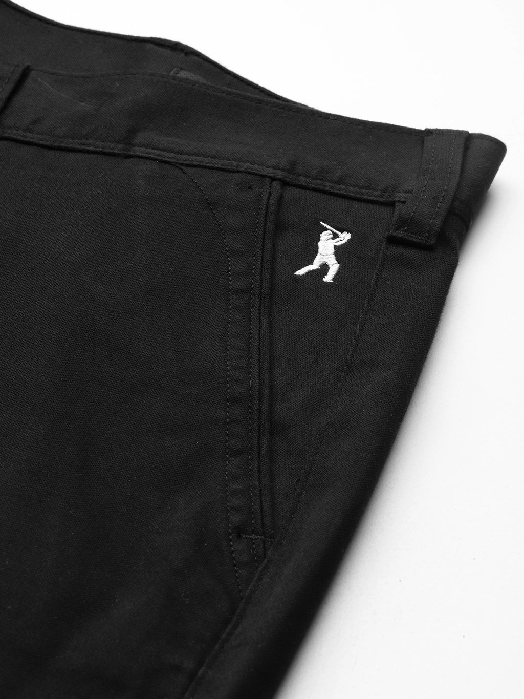 Thomas Scott Men Black Plus Size Straight Fit Mid-Rise Solid Woven Chinos Trouser