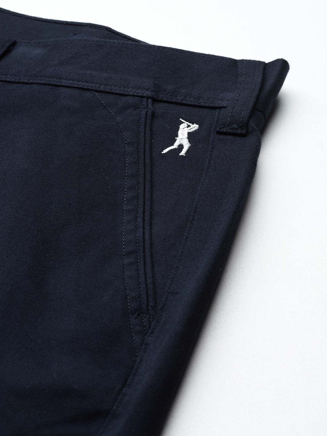 Thomas Scott Men Navy Plus Size Straight Fit Mid-Rise Solid Woven Chinos Trouser