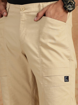Thomas Scott Men Beige Regular Fit Mid Rise Pure Cotton Shorts