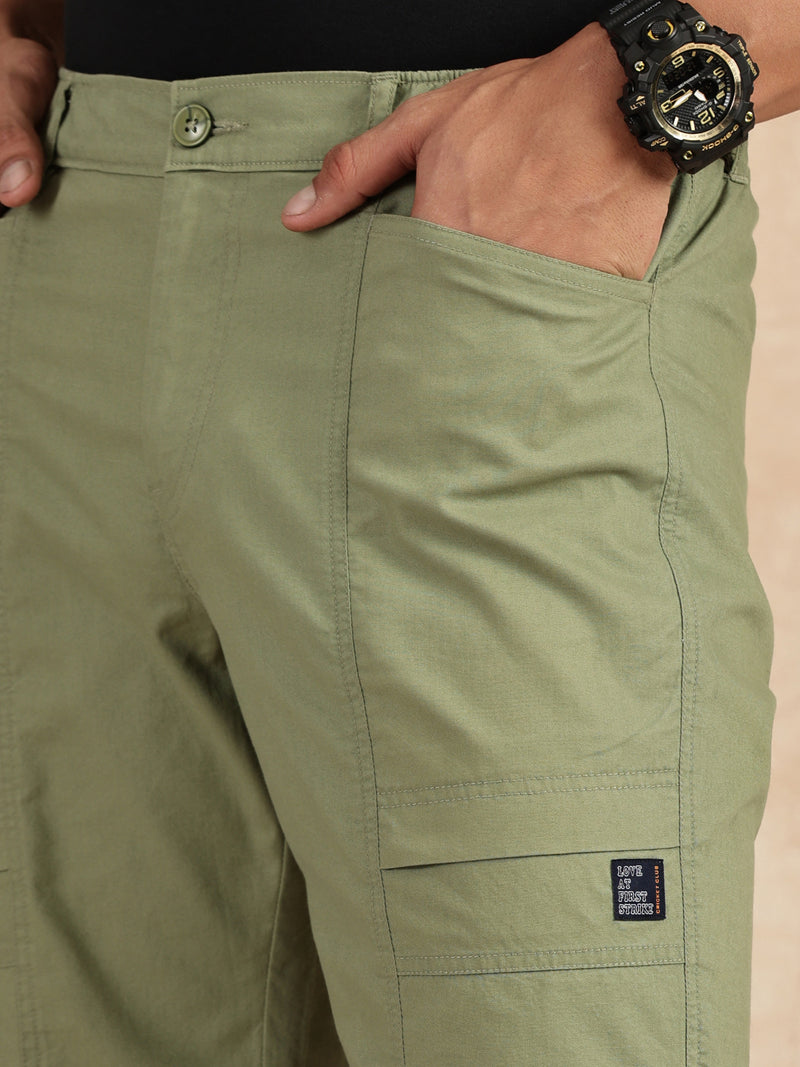 Thomas Scott Men Light Green Regular Fit Mid Rise Pure Cotton Shorts