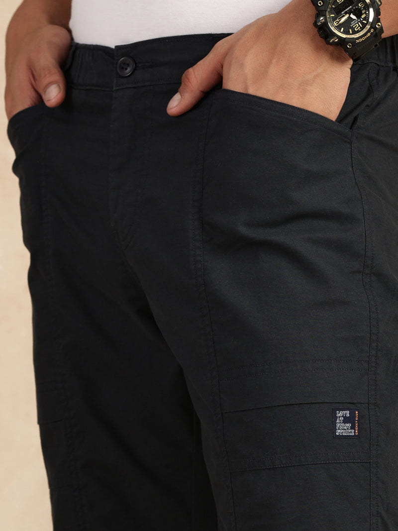 Thomas Scott Men Dark Grey Regular Fit Mid Rise Pure Cotton Shorts