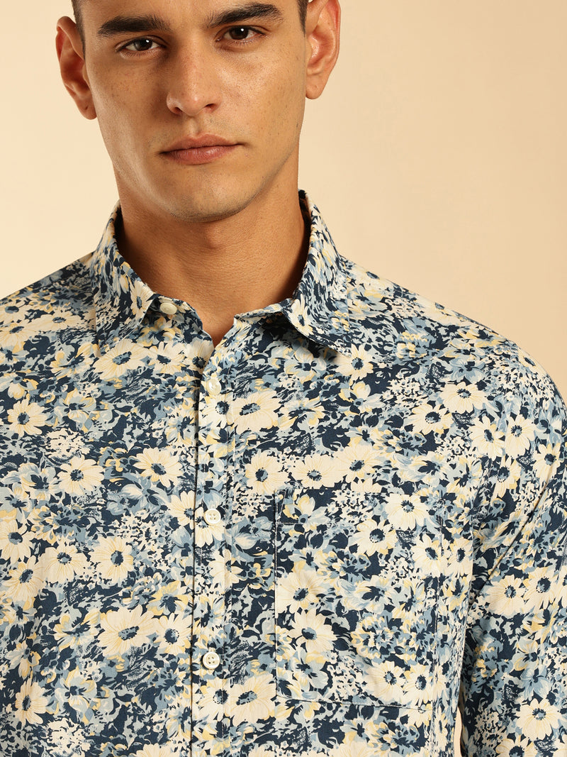 Thomas Scott Men Multi Regular Fit Long Sleeves Abstract Printed Pure Cotton Casual Shirt