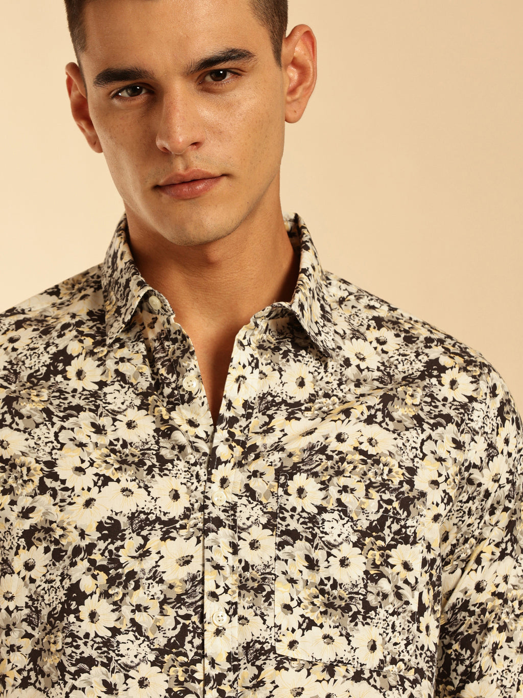 Thomas Scott Men Multi1 Regular Fit Long Sleeves Abstract Printed Pure Cotton Casual Shirt