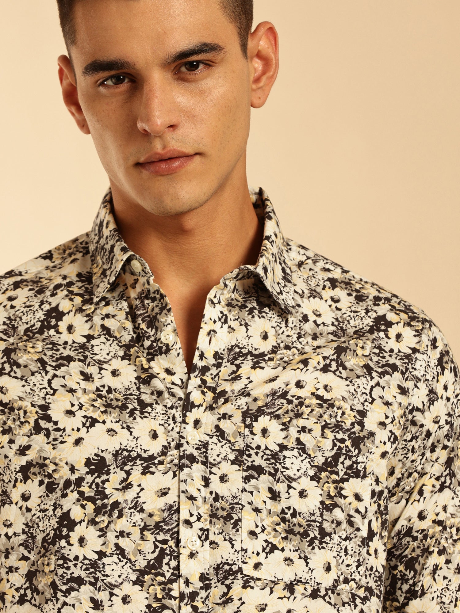 Thomas Scott Men Multi1 Regular Fit Long Sleeves Abstract Printed Pure Cotton Casual Shirt