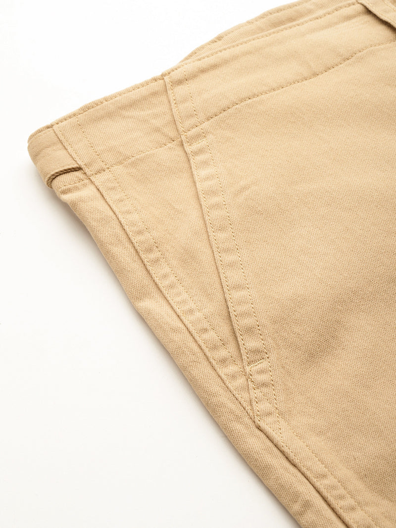 Thomas Scott Men Khaki Plus Size Smart Easy Wash Regular Fit Mid-Rise Solid Woven Trouser
