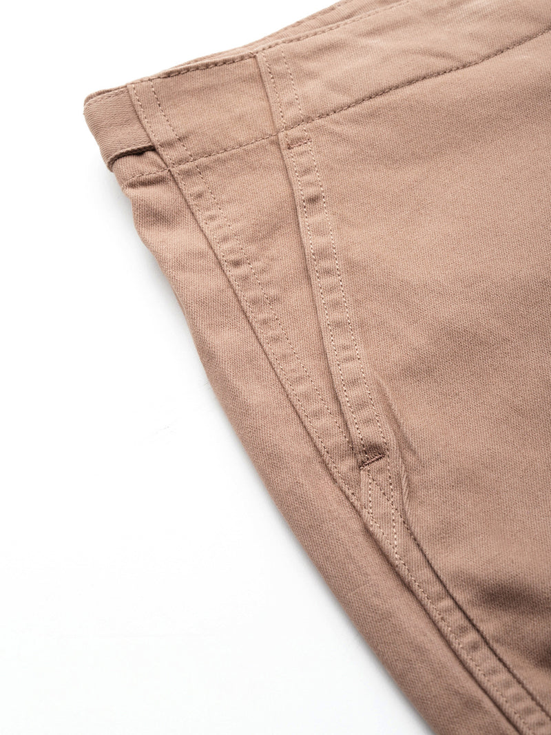 Thomas Scott Men Tan Plus Size Smart Easy Wash Regular Fit Mid-Rise Solid Woven Trouser