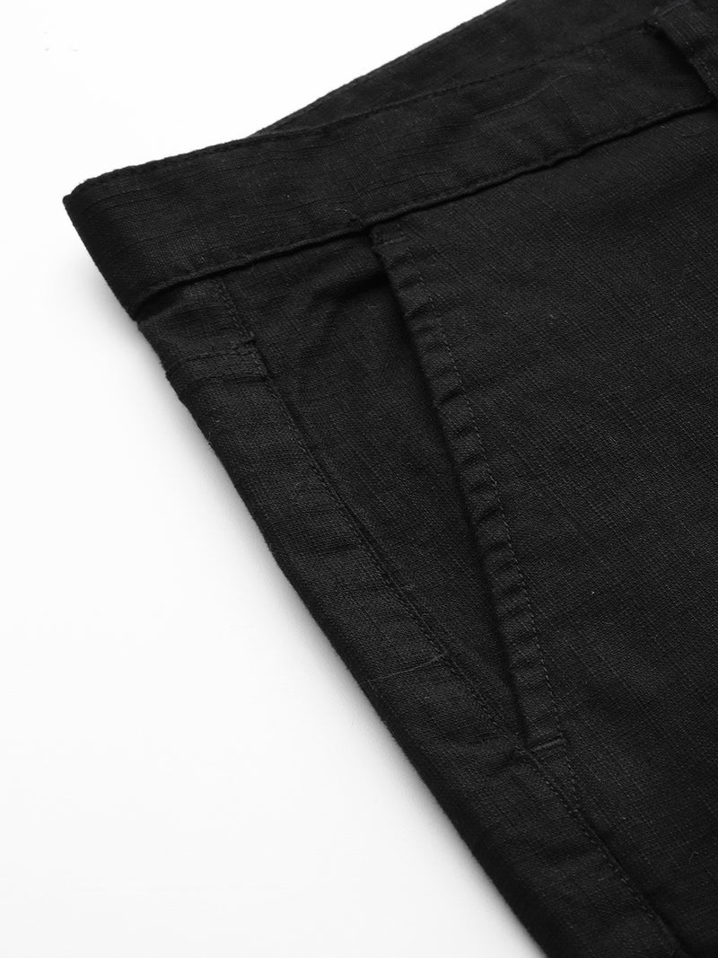 Thomas Scott Men Black Plus Size Mid-Rise Regular Fit Woven Chinos Shorts