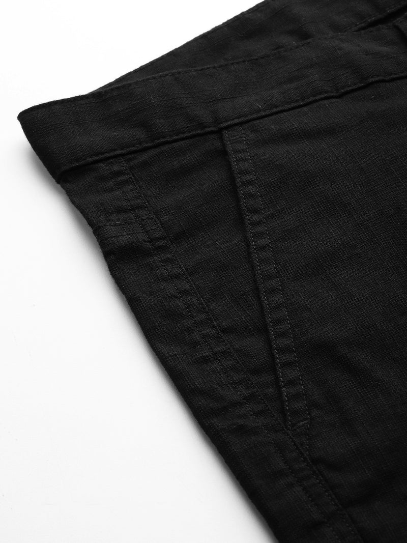Thomas Scott Men Black Plus Size Mid-Rise Straight Fit Woven Chinos Trouser