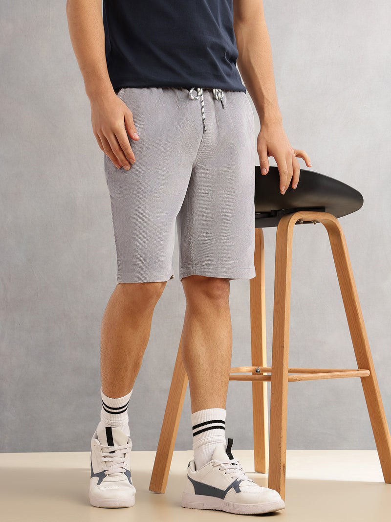 Thomas Scott Men Grey Regular Fit Mid-Rise Corduroy Casual Shorts