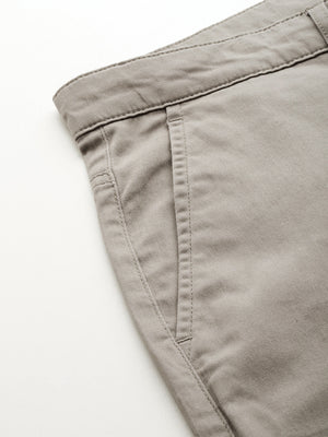 Grey Cricket Club Plus Size Regular Fit Mid-Rise Solid Woven Cargo Trouser For Men