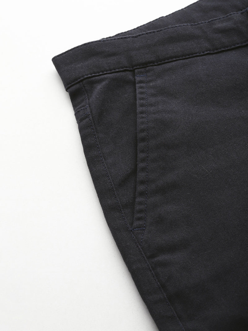 Thomas Scott Men Navy Cricket Club Plus Size Regular Fit Mid-Rise Solid Woven Cargo Trouser