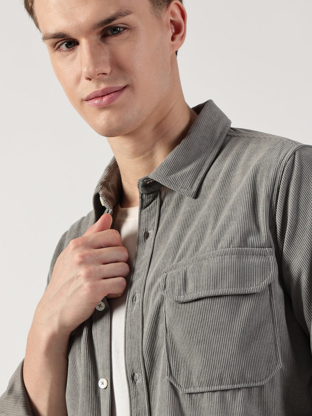 Thomas Scott Men Premium Slim Fit Opaque Corduroy Casual?Shirt