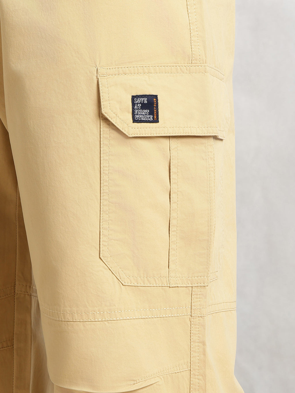 Thomas Scott Men Beige Cricket Club Collection Mid-Rise 100% Cotton Loose Fit Solid Woven Cargo Trouser