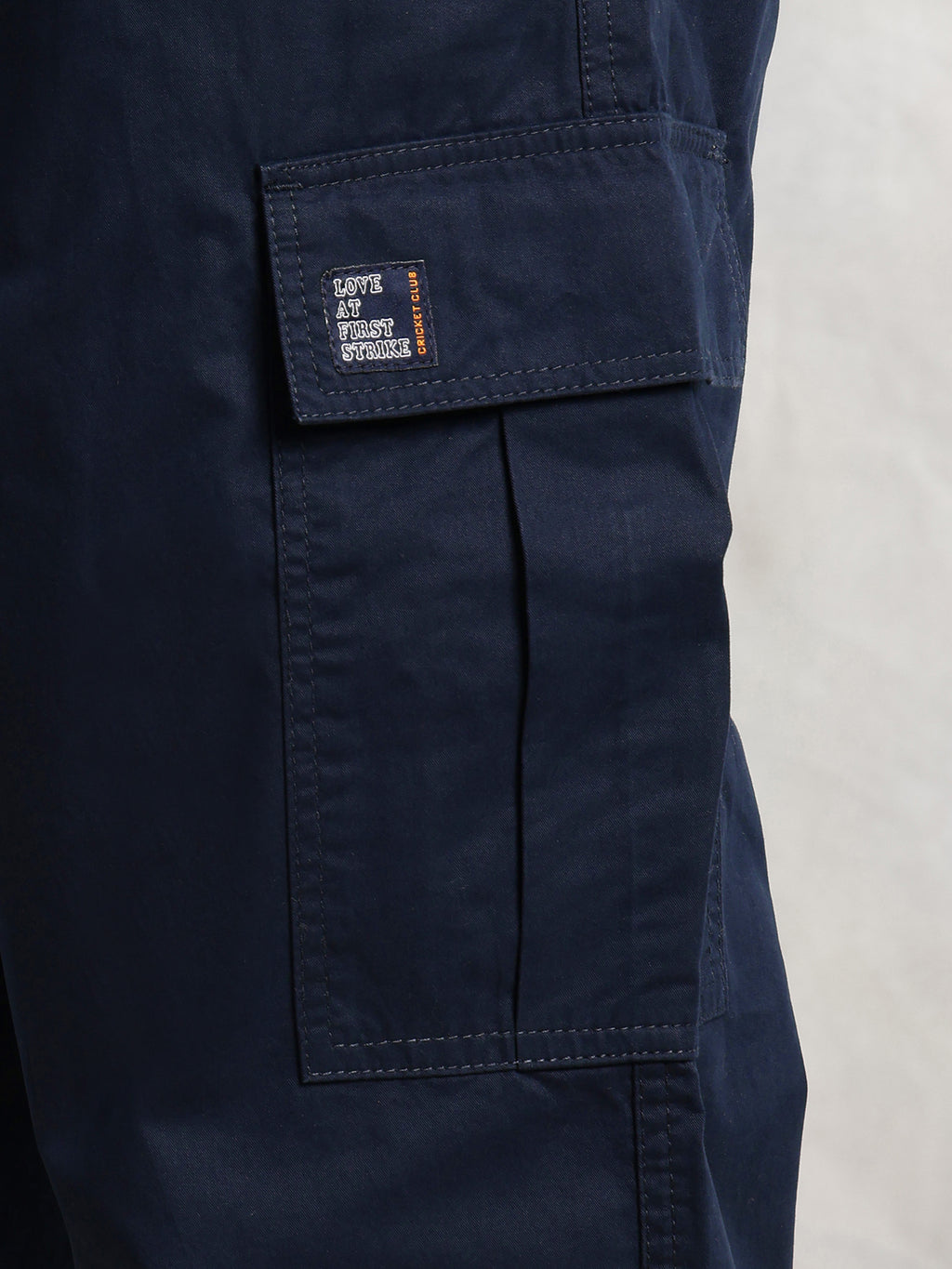 Thomas Scott Men Navy Cricket Club Collection Cargo Fit Mid Rise Solid 100% Cotton Woven Joggers